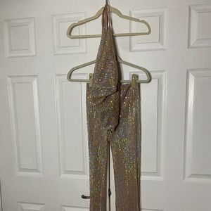 Sequins Top & Flare Leg Pants Set
